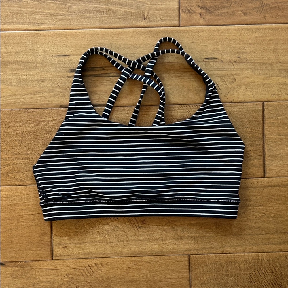 Lululemon Athletica Energy Black and White Striped Crop Top